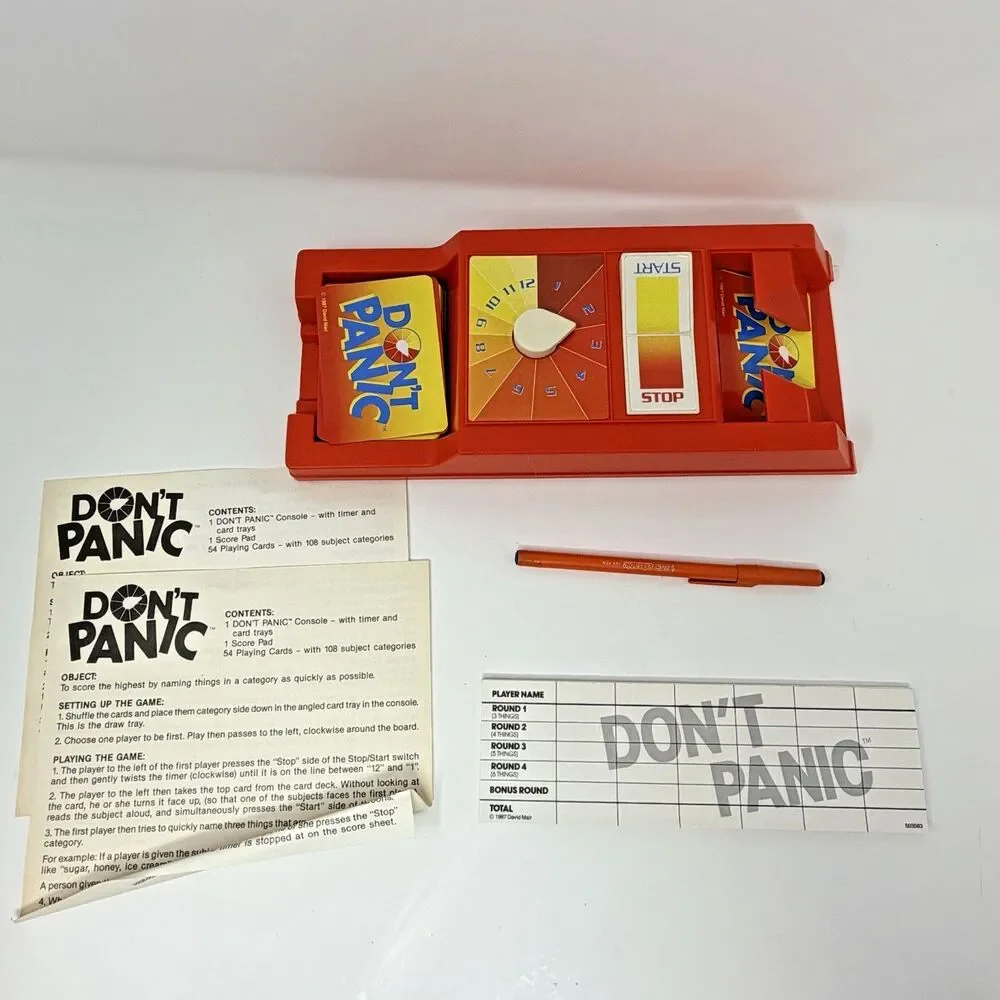 Don't Panic 1987 David Mair Vintage Board Game 100 Percent Complete Set Tested